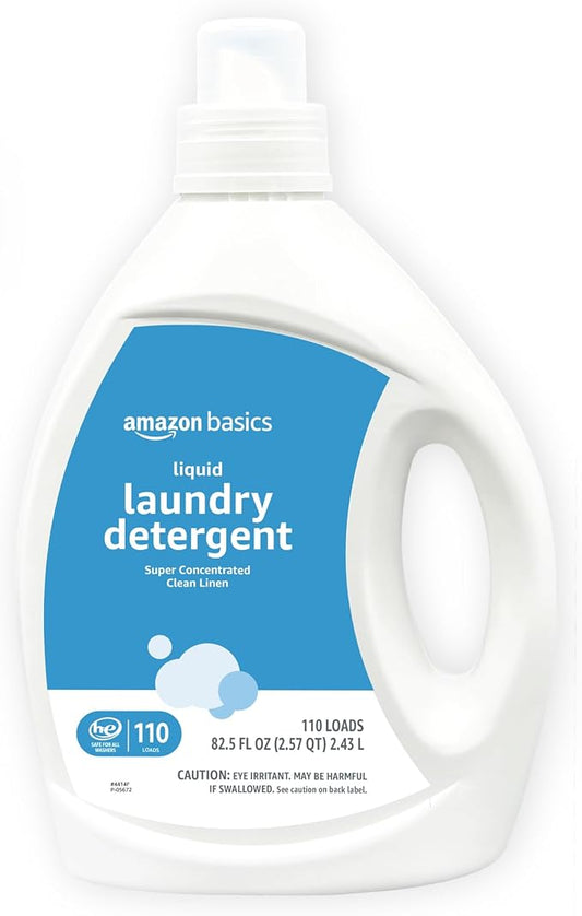 Amazon Basics Concentrated Liquid Laundry Detergent, Clean Linen, 110 loads, 82.5 Fl Oz (Previously Solimo)