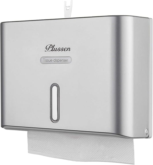 Paper Towel Dispenser Wall Mount, Adhesive No Drilling Multifold Trifold C Fold Commercial Hand Towel Dispenser,Silver