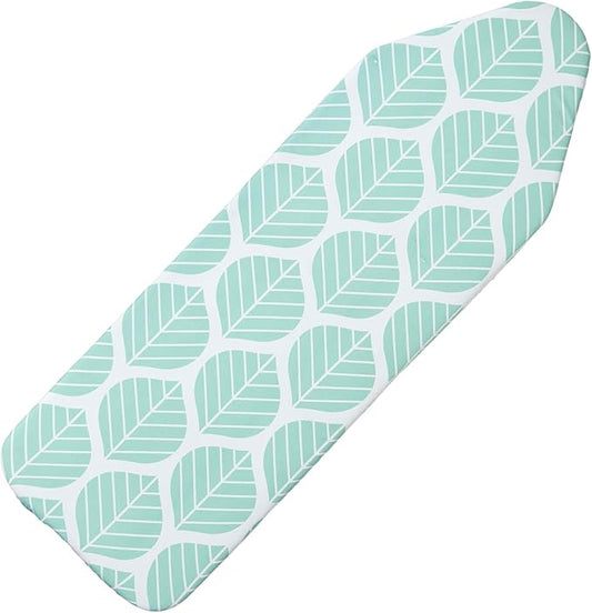 Extra Wide Ironing Board Cover with Padding 18 x 54 inch Heat Reflective with Hook and Loop Fasteners, Thick Padding with Elasticized Edges, 3 Layers Iron Board Cover (Green Leaf)