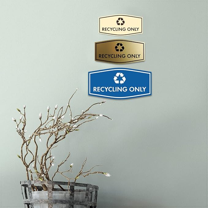 Fancy Recycling Only Sign (Black) - Small
