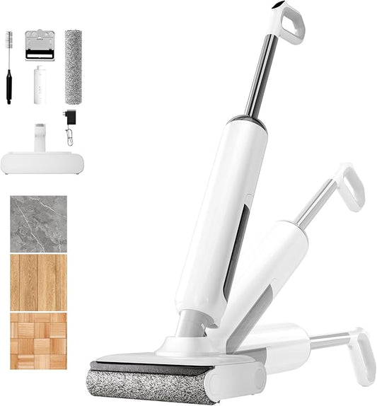 Wet Dry Vacuum Cleaner, 180°Lie-Flat Vacuum Mop All in One with Auto Self-Cleaning, Smart Floor Cleaner Machine for Hard Floor, 35 Mins Runtime, Edge Cleaning, Self-Propelled Vacuum Mop Combo