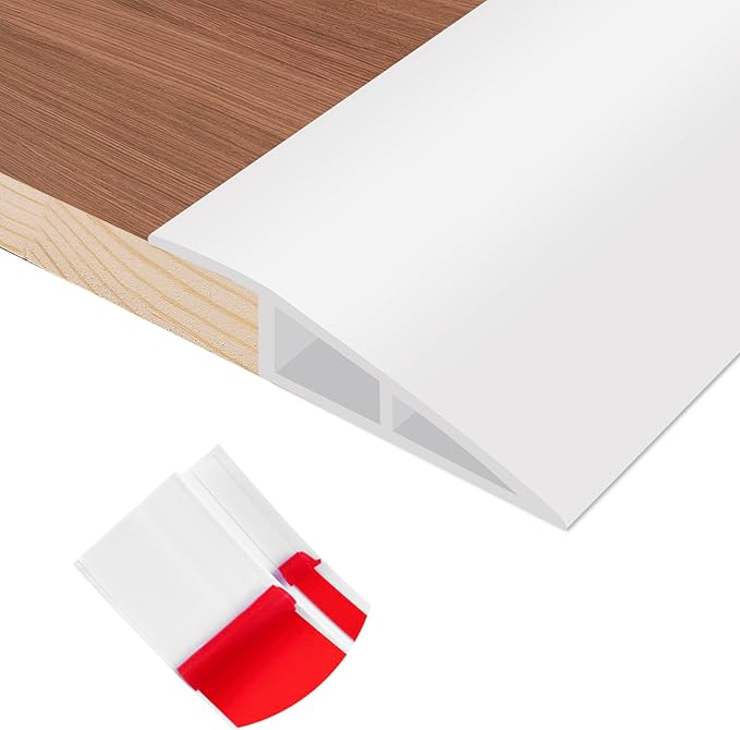 Floor Transition Strip Self Adhesive Vinyl Door Threshold for Doorways Carpet Edging Trim Overlap Edge Reducer for Laminate Floor, Carpet, Tile (White, 2/5" to 3/5", 3.3Ft)