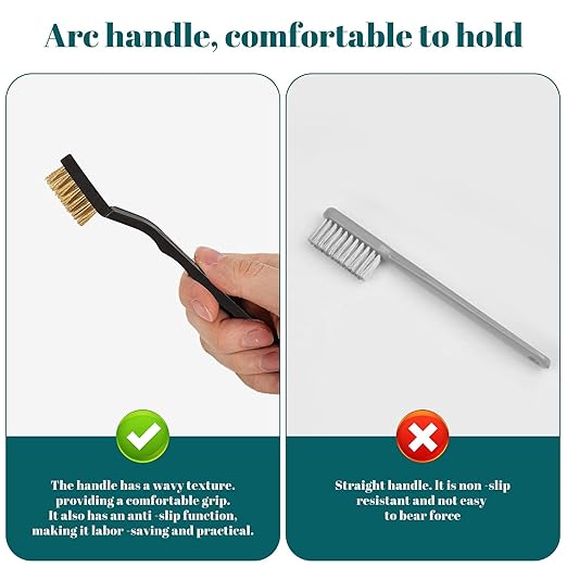 20 Pcs Mini Wire Brush Brass Brush Set, Curved Handle Masonry Brush Wire Brush for Cleaning Welding Slag and Rust