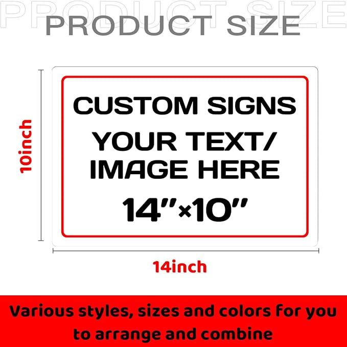 Personalized Aluminum Weatherproof Metal Signs - Custom Text & Picture, Multiple Sizes, Hazard, Garden, Custom Door & Business Signs