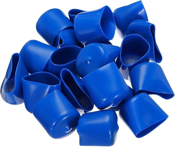 uxcell 20pcs Rubber End Caps 36mm ID Vinyl PVC Round Tube Bolt Cap Cover Screw Thread Protectors Blue