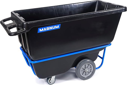 Tilt Truck, 1/2 Cu. Yd. Capacity Dump Cart with Non-Marking 12” Wheels & 5” Casters & Forklift-able Frame for Jobsites, 850 lbs, Trash Cart with Wheels DUC12T-F-NM