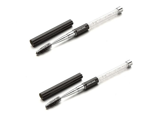 2PCS Mascara Brushes, Eyebrow Eyelash Brushes, Mascara Wands Spooly Applicators, Eye Brushes, Portable Cosmetic Brushes with Cap Spoolies Brushes for Eyelash Extensions and Eyebrows, Black