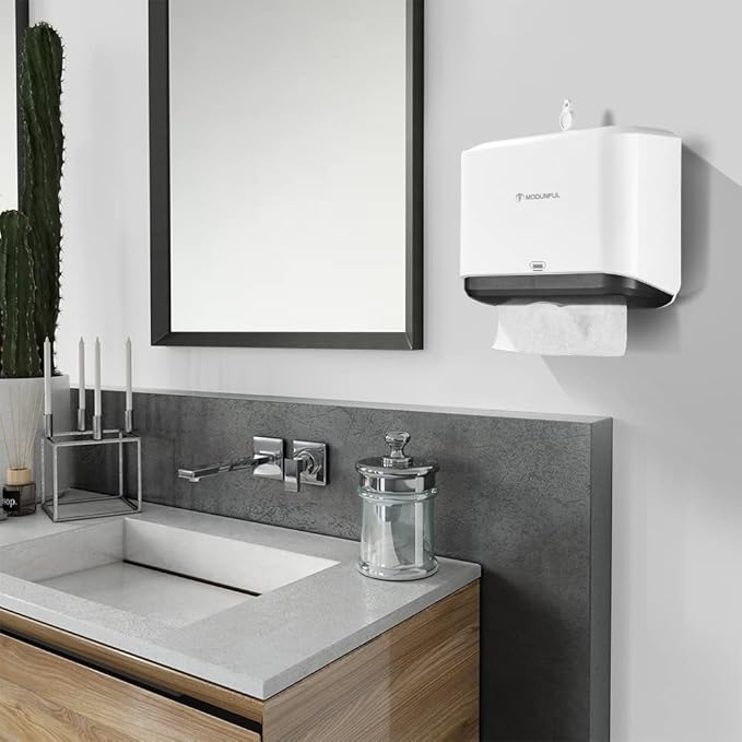 Paper Towel Dispenser, Paper Towel Holder Wall Mount, Bathroom Hand Paper Towels Dispensers, No-Hole Installation Multifold/Trifold/C Fold Paper Towel Dispenser