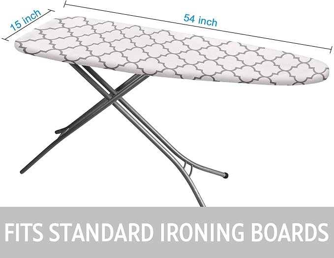 Ironing Board Cover and Pad 15x54 Inch Standard Ironing Board Cover with Elastic Edge and Hook and Loop Fasteners Scorch and Stain Resistant Cotton Ironing Covers with Thick Padding