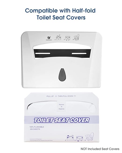 Toilet Seat Cover Dispenser (2-Pcs) Wall Mounted Compatible with Half-fold Disposable Toilet Seat Paper Liners, for Restroom/Bathroom, CHUANGDIAN, White x 2 Pcs