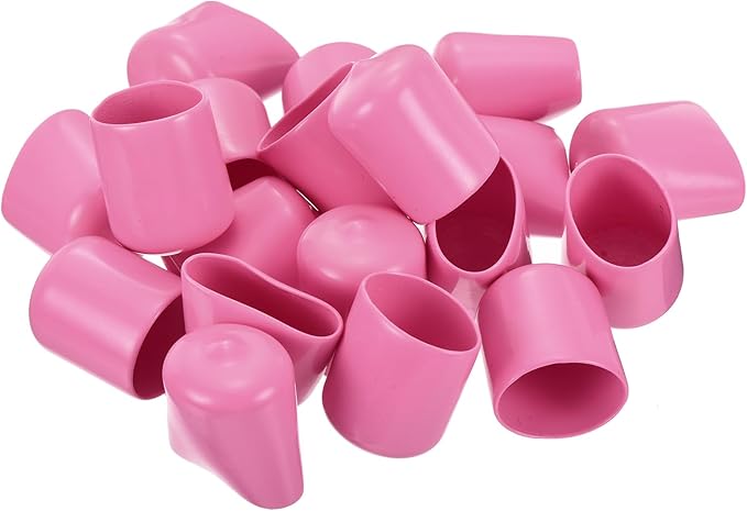 uxcell 20pcs Rubber End Caps 21mm ID Vinyl PVC Round Tube Bolt Cap Cover Screw Thread Protectors Pink