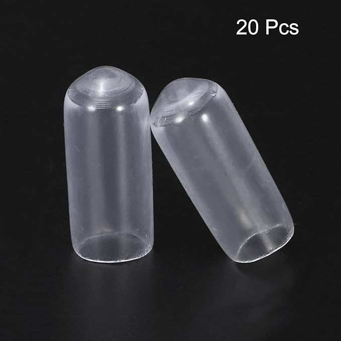 uxcell 20pcs Rubber End Caps 6mm(1/4") ID Vinyl PVC Round Tube Bolt Cap Cover Screw Thread Protectors Clear