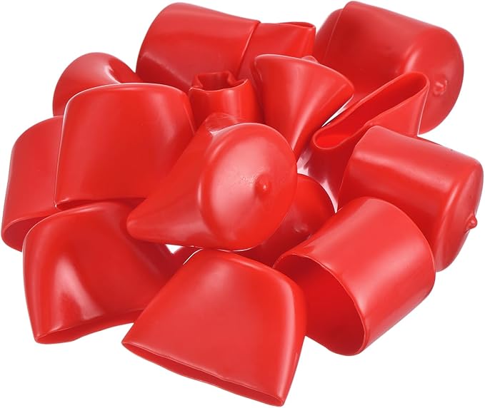 uxcell 20pcs Rubber End Caps 44mm ID Vinyl Round Tube Bolt Cap Cover Thread Protectors Red