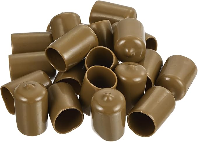 uxcell 20pcs Rubber End Caps 18mm ID Vinyl PVC Round Tube Bolt Cap Cover Screw Thread Protectors Light Brown
