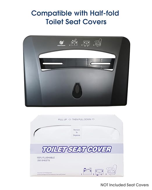 Toilet Seat Cover Dispenser (2-Pcs), Wall Mounted Compatible with Half-fold, CHUANGDIAN, Dark Grey x 2 Pcs
