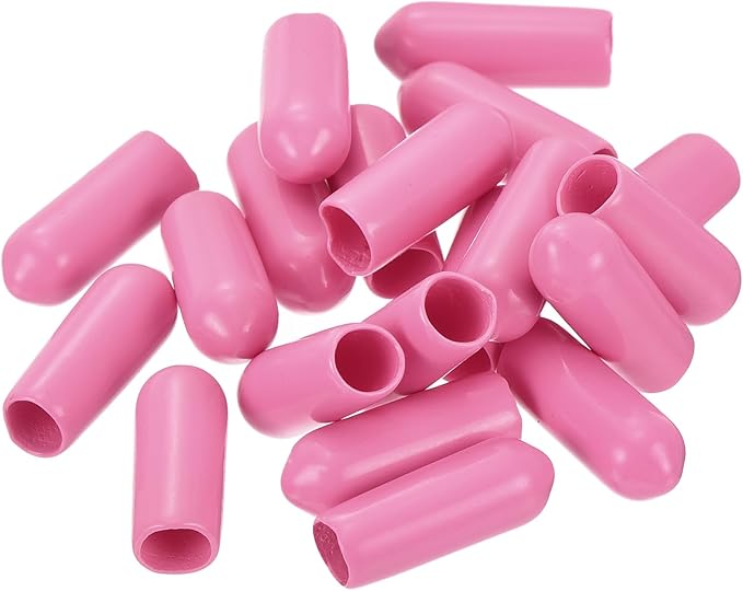 uxcell 20pcs Rubber End Caps 5mm(3/16 inch) ID Vinyl PVC Round Tube Bolt Cap Cover Screw Thread Protectors Pink