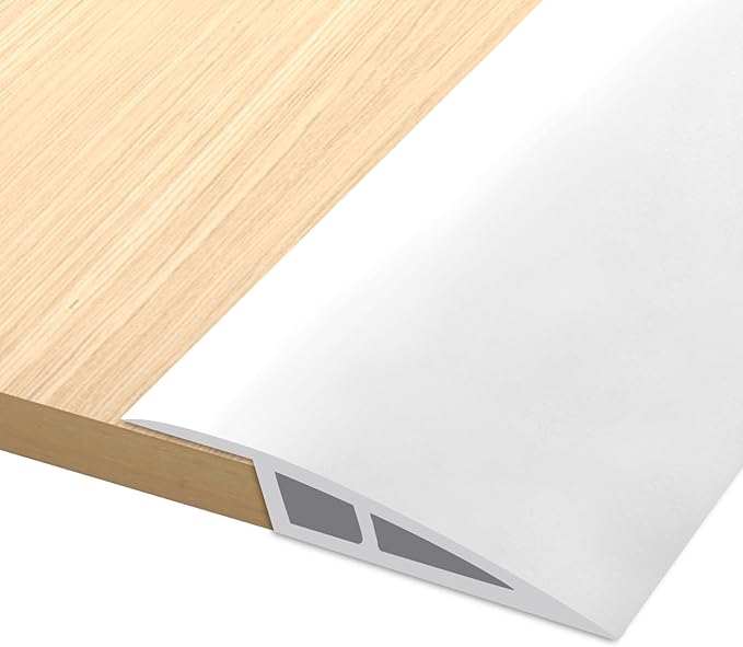 Vinyl Door Threshold Flooring Transition Strip Self Adhesive Carpet Edging Strip for Laminate Doorway Edge Threshold from 1/5" to 2/5" (White, 6.6 Ft)