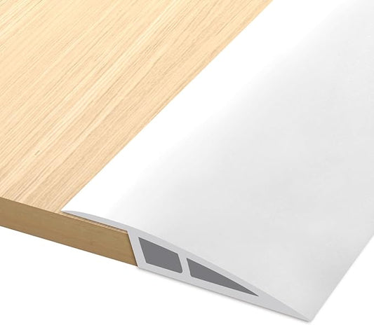 Vinyl Door Threshold Flooring Transition Strip Self Adhesive Carpet Edging Strip for Laminate Doorway Edge Threshold from 3/5" to 4/5" (White, 6.6 Ft)