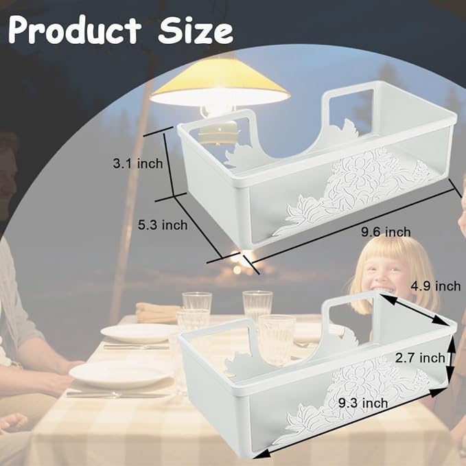 Metal Napkin Holder for Bathroom and Kitchen - White Floral Design Disposable Hand Towel Holder Tray, Guest Towel Organizer for Countertop, Paper Napkin and Towel Dispenser (White)
