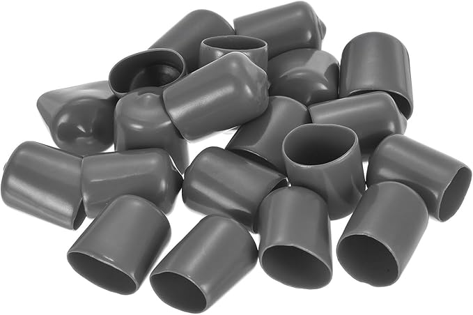 uxcell 20pcs Rubber End Caps 15mm ID Vinyl PVC Round Tube Bolt Cap Cover Screw Thread Protectors Dark Grey