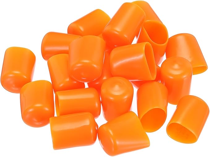 uxcell 20pcs Rubber End Caps 19mm(3/4") ID Vinyl PVC Round Tube Bolt Cap Cover Screw Thread Protectors,Orange
