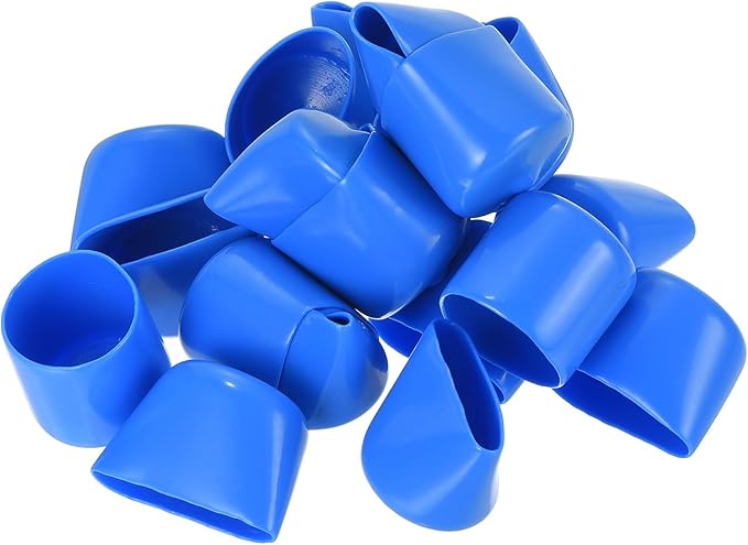 uxcell 20pcs Rubber End Caps 25mm ID Vinyl Round Tube Bolt Cap Cover Screw Thread Protectors Light Blue