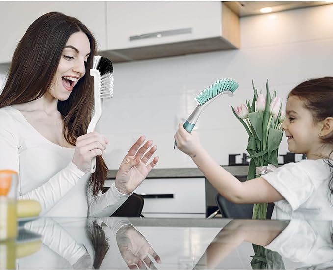 2Pcs Cleaning Brushes, Multi-Purpose Right Angle Brush Scrubbing Kitchen Coffeeroom Tearoom Deep Cleaning Edge Corner Crevices Grout Scrub Bottle Cup Jar Cans for Household Use.