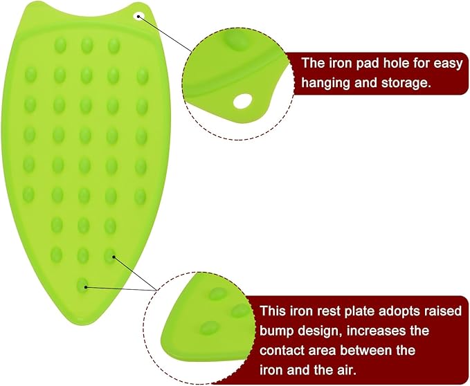 HARFINGTON 2pcs Silicone Iron Rest Pad, Multipurpose Iron Hot Resistant Mat Iron Rest Plate for Ironing Board Hot Heat Resistant Steam Compact Mat, Green