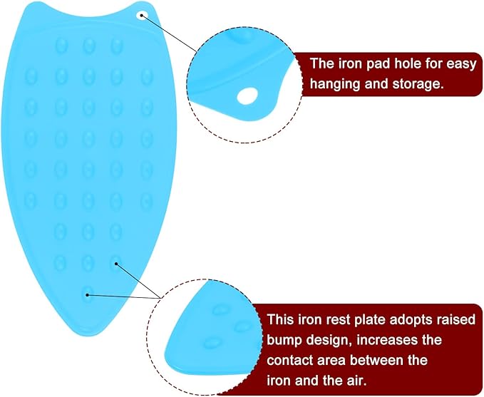 HARFINGTON Silicone Iron Rest Pad, Multipurpose Iron Hot Resistant Mat Iron Rest Plate for Ironing Board Hot Heat Resistant Steam Compact Mat, Blue