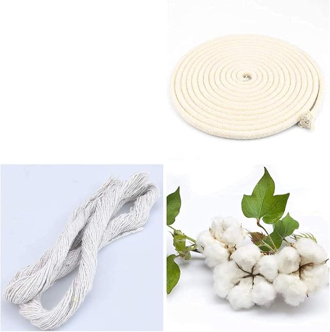 1/4 Inch Natural Cotton Rope, White Craft Rope Clothesline, Used for DIY Rope Baskets, Handicrafts, Candle Wicks, etc, 6MM, 52 Feet.