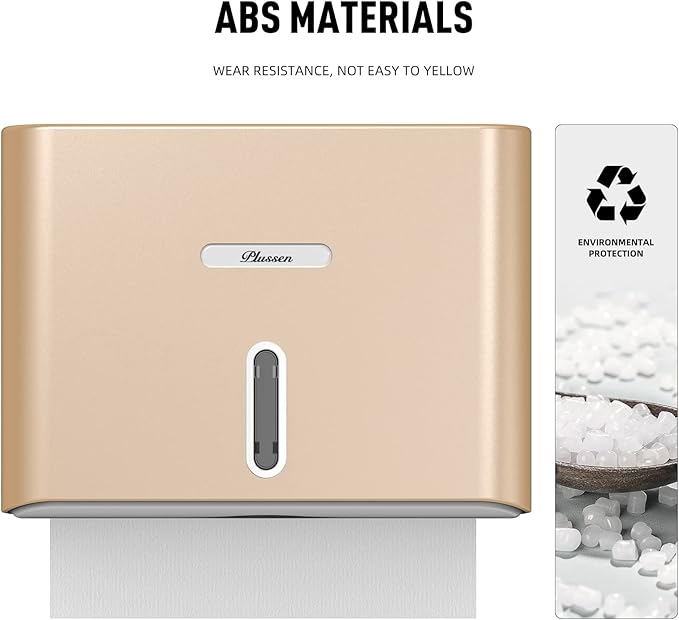 Paper Towel Dispenser Wall Mount, Adhesive No Drilling Multifold Trifold C Fold Commercial Hand Towel Dispenser,Gold