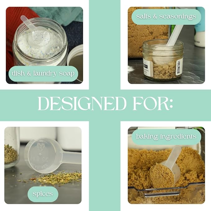 4 Pack – 1 Teaspoon Plastic Measuring Scoop – 5cc / 5ml / 1 tsp for Protein, Powders, Coffee, Milk Powder, Laundry Soap (1 Teaspoon | 5ml | 5cc)
