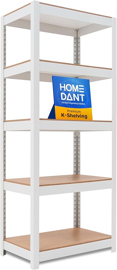 HOMEDANT House 5 Tier 24.1" W Laminated Metal Shelving Unit Adjustable Storage Utility Rack Heavy Duty Shelves Organization Multipurpose Shelf Kitchen Garage Pantry Closet 1 Pack