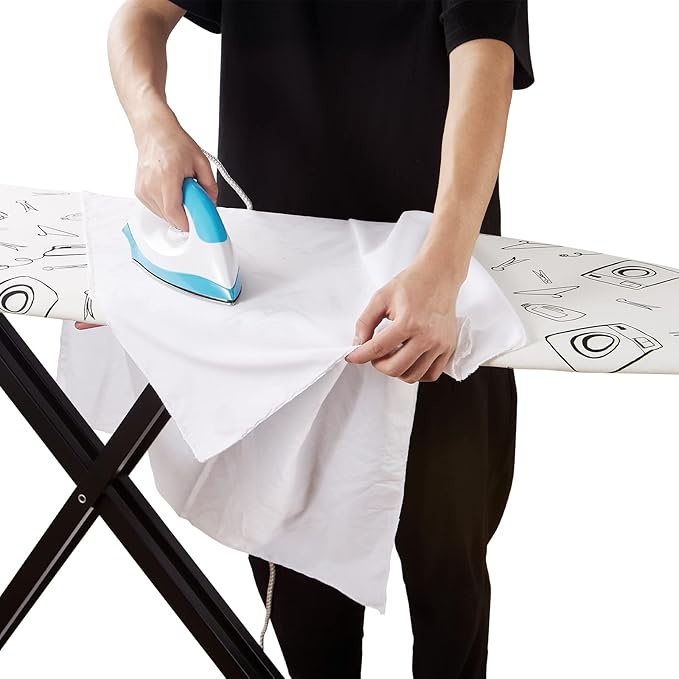 Ironing Board Cover and Pad Standard Size 15 x 54 inch, Heat Reflective with Hook and Loop Fasteners, Thick Padding with Elasticized Edges, 3 Layers Iron Board Cover (White)