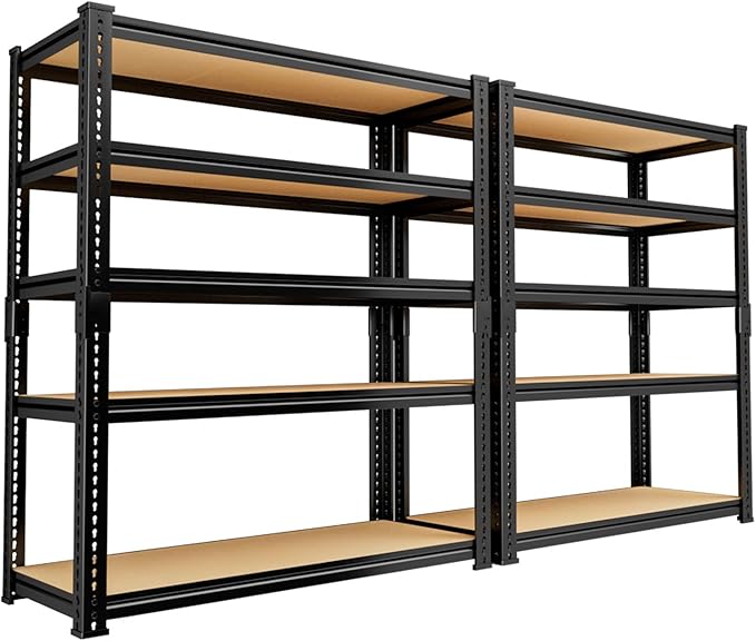 Garage Shelving, 2 PCS Storage Shelves Heavy Duty 2000 LBS Capacity, 5 Tier Adjustable Metal Organizer Wire Rack, 36" L x 18" W x 72" H Utility Shelf Unit for Kitchen Pantry