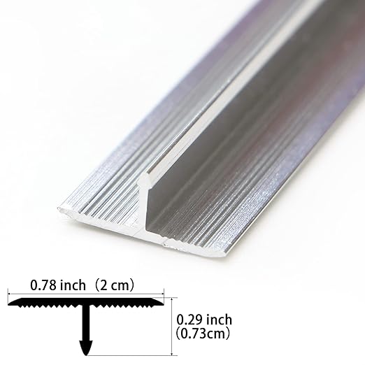 3Pcs Aluminum T Molding Trim & Floor Transition Strips, Flat Divider Strip for Door Threshold and Joining Flooring Gaps of Laminate Planks Tile (2.9Ft x 0.8In, Matte Silver)