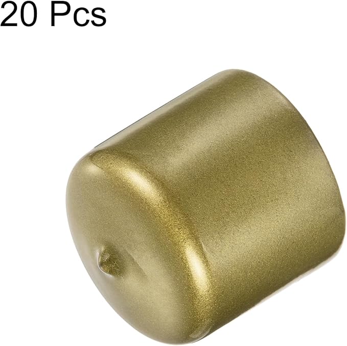 uxcell 20pcs Rubber End Caps 43mm ID Vinyl Round Tube Bolt Cap Cover Thread Protectors Gold