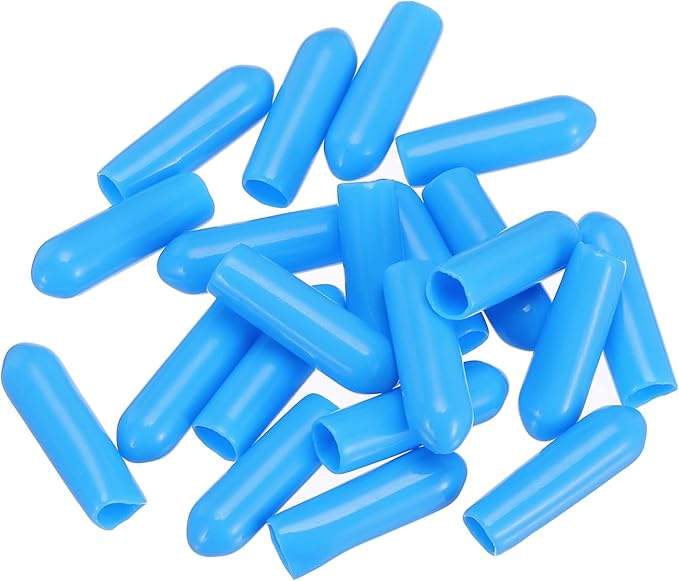 uxcell 20pcs Rubber End Caps 4mm(0.2") ID Vinyl PVC Round Tube Bolt Cap Cover Screw Thread Protectors,Light Blue