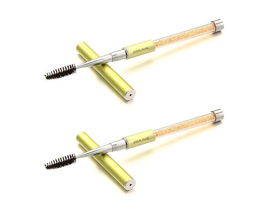 2PCS Mascara Brushes Eyebrow Eyelash Brushes Mascara Wands Applicators Eye Brushes Portable Cosmetic Brushes with Cap Eyelash Spoolies Brushes for Eyelash Extensions and Eyebrows, Gold