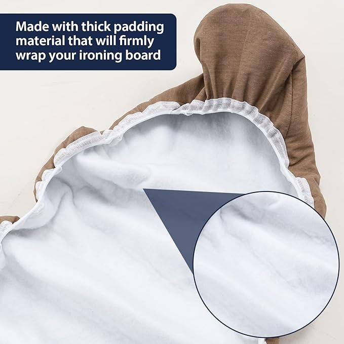 Seiritex Small Ironing Board Cover 13 x 37 inch, Fits Over The Door Ironing Board, Heat Reflective Thick Padding with Hook and Loop Fasteners, 3 Layers Iron Board Cover (Brown)
