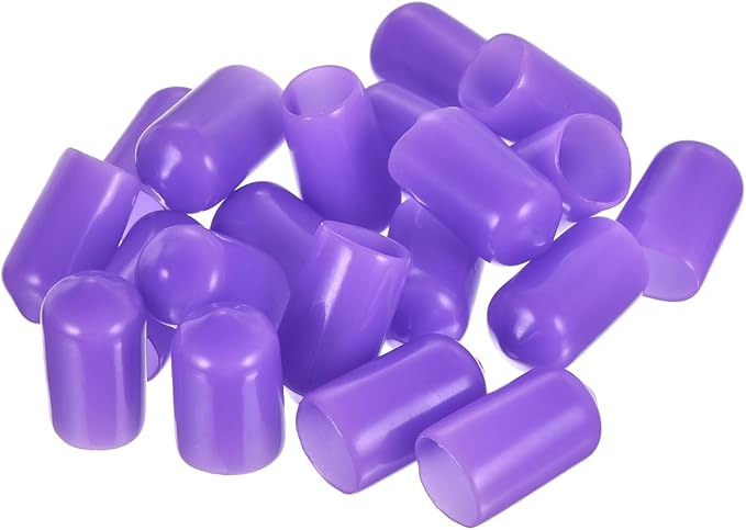 uxcell 20pcs Rubber End Caps 9mm(3/8") ID Vinyl PVC Round Tube Bolt Cap Cover Screw Thread Protectors Purple