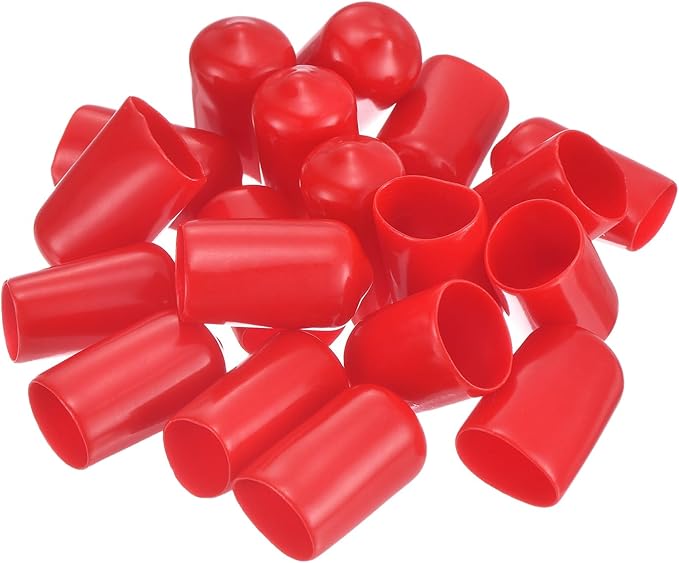 uxcell 20pcs Rubber End Caps 13.5mm ID Vinyl Round Tube Bolt Cap Cover Thread Protectors Red