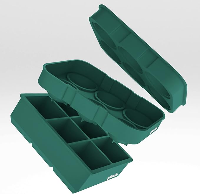glacio Silicone Ice Cube Trays – Large Silicone Molds for 2-Inch Ice Cubes and Spheres Whiskey Ice Cube Trays with Lids for Cocktails & Bourbon – Set of 2