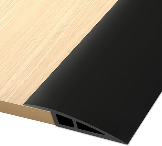 Vinyl Door Threshold Flooring Transition Strip Self Adhesive Carpet Edging Strip for Laminate Doorway Edge Threshold from 2/5" to 3/5" (Black, 6.6 Ft)