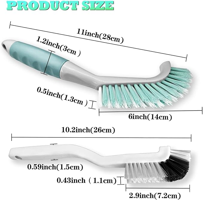 2Pcs Cleaning Brushes, Multi-Purpose Right Angle Brush Scrubbing Kitchen Coffeeroom Tearoom Deep Cleaning Edge Corner Crevices Grout Scrub Bottle Cup Jar Cans for Household Use.