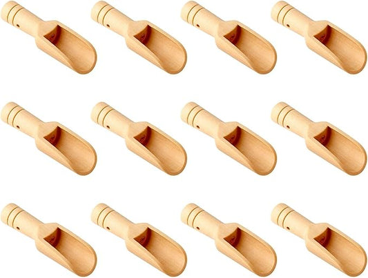 12pcs Mini Wooden Spoons，Mini Bamboo Spoons for Bath Salts, tea scoop, Washing Powder spoon，wooden candy spoon