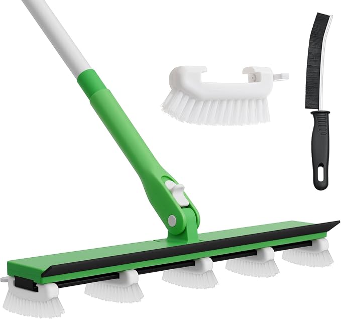 Grout Cleaner Brush with 66'' Long Handle Stiff Bristle Multi-Line Cleaner Adjustable Heads Grout Scrub Crevice Cleaning Brush for Tile Floor, Shower, Bathroom, Kitchen, Wall