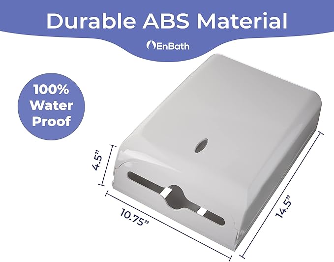 Commercial Paper Towel Dispenser Wall Mount, Holds 500 Multifold, Trifold, Z Fold, C Fold Hand Towels for Bathroom/Restroom, Office, Shop, or Home (White)