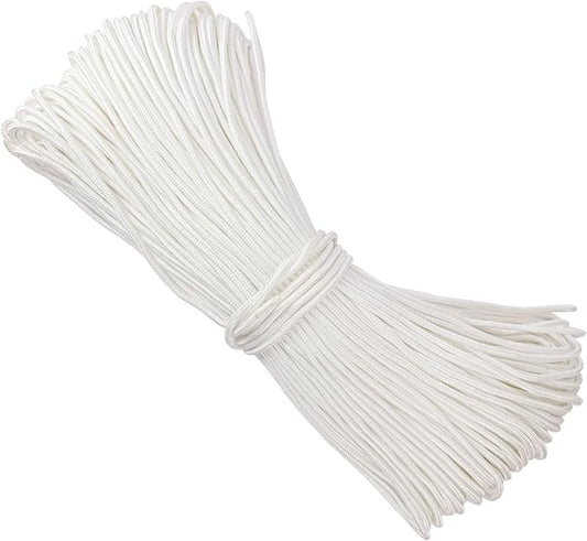 500 Feet 1/4 Inch White Polyester Rope, 6 mm Polypropylene Utility Rope for Kayaking, Camping, Home Decor