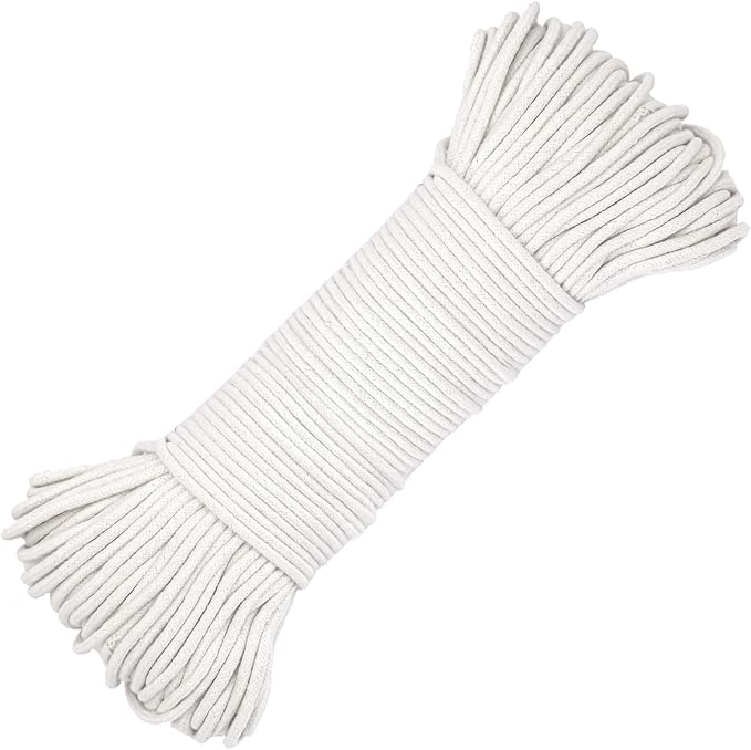 328 Feet Cotton Clothes line Rope-Premium Diameter 7/32 Inch Cotton Rope for Heavy Duty Outdoor Use- Perfect for Laundry Line Dryer, Camping Travel & Home Use DIY Rope